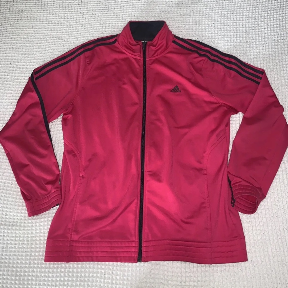 Adidas FullZip Long Sleeve Women’s Jacket Pink & Black Size Xl  224/8